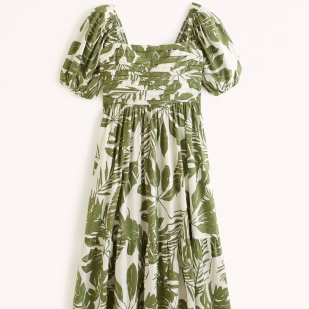 Abercrombie & Fitch Emerson Poplin Puff Sleeve Midi Dress